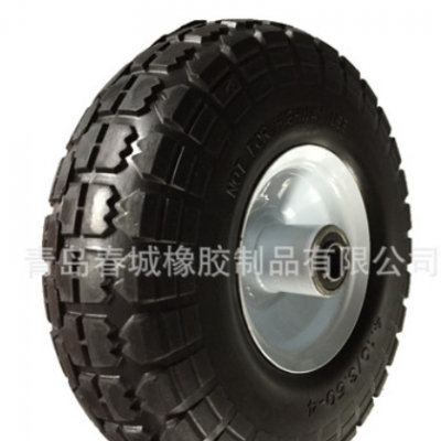 厂家供应350-4 10寸耐用pu发泡轮 手推车车轮轮胎 聚氨酯实心轮